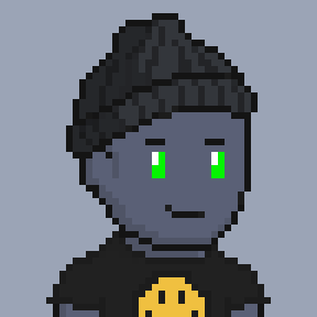 Black Smiley Tee with a Beanie, cyber glow eyes
